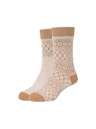 CAMANO | Damen Freizeitsocken Cosy Jacquard 2er Pkg. | beige